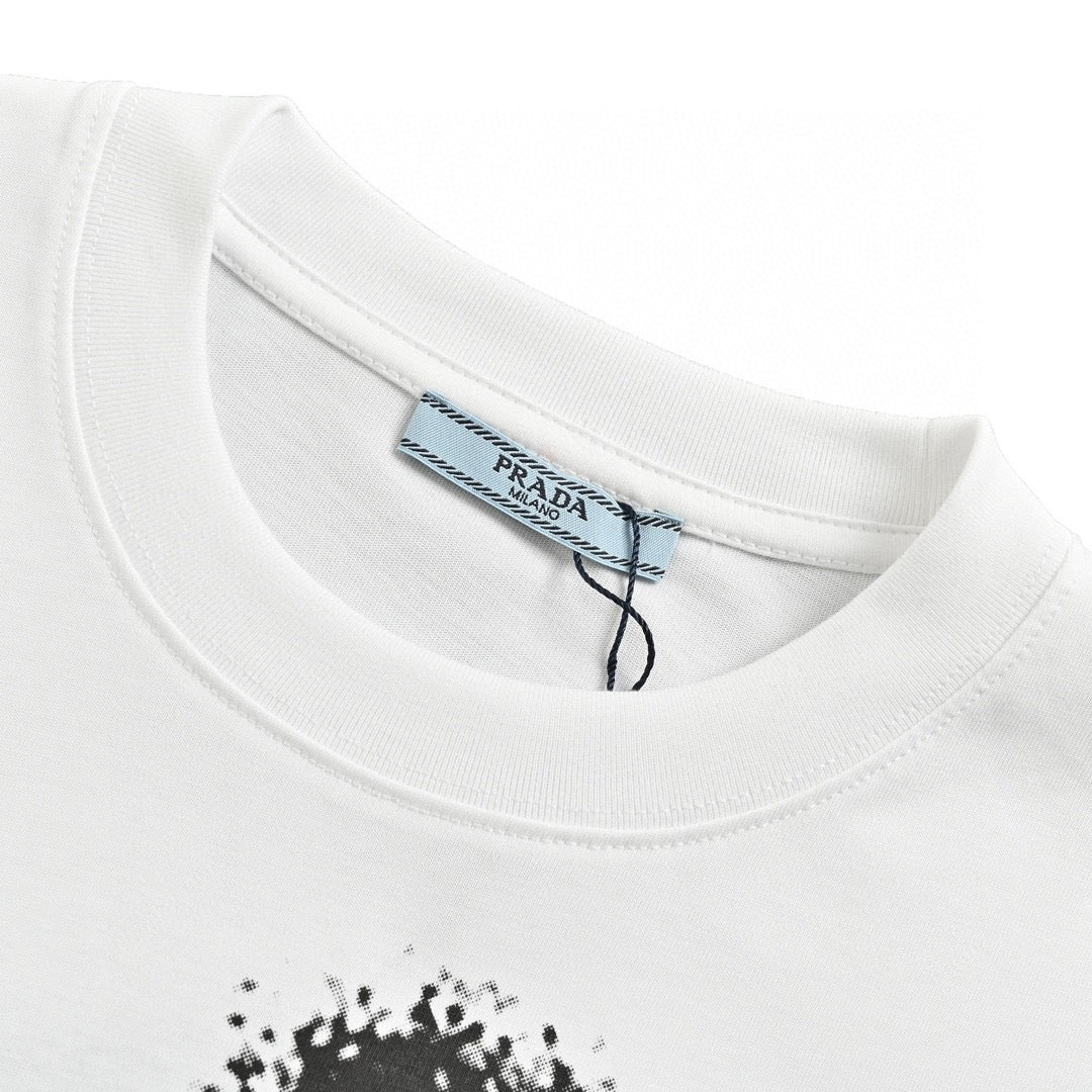 T-shirt Prada Triangle Spray Paint Logo (Blanc)