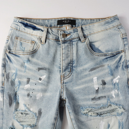 Amr Paint Ripped Jeans