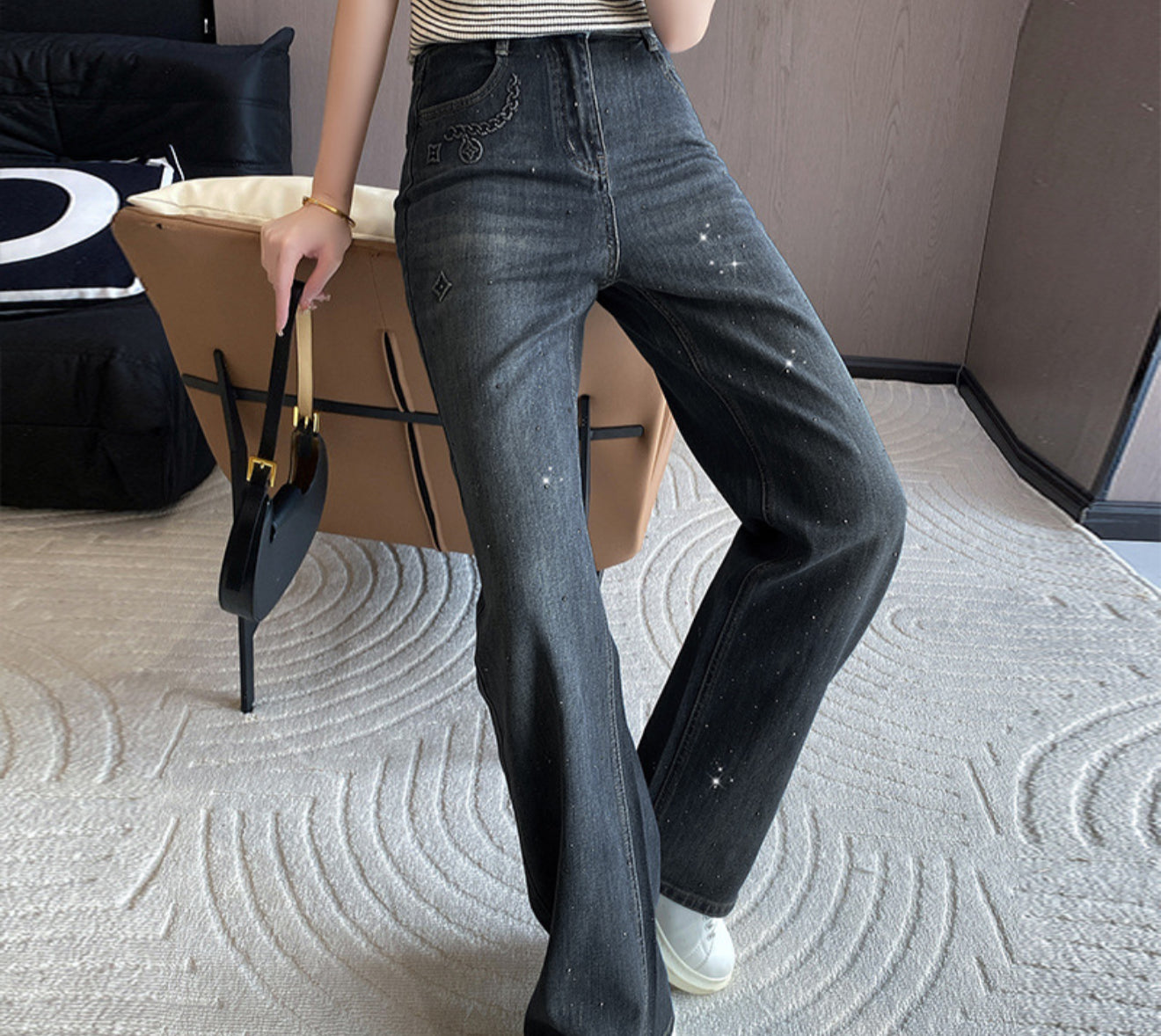 LV diamonds jeans black/denim