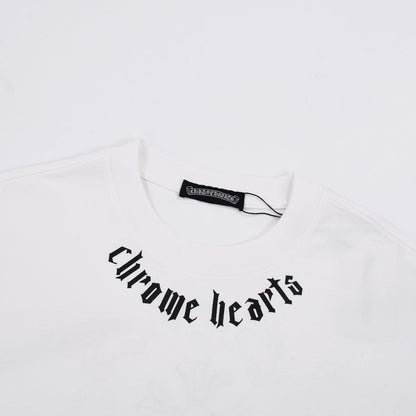 T-shirt blanc à col avec logo Chrome Hearts