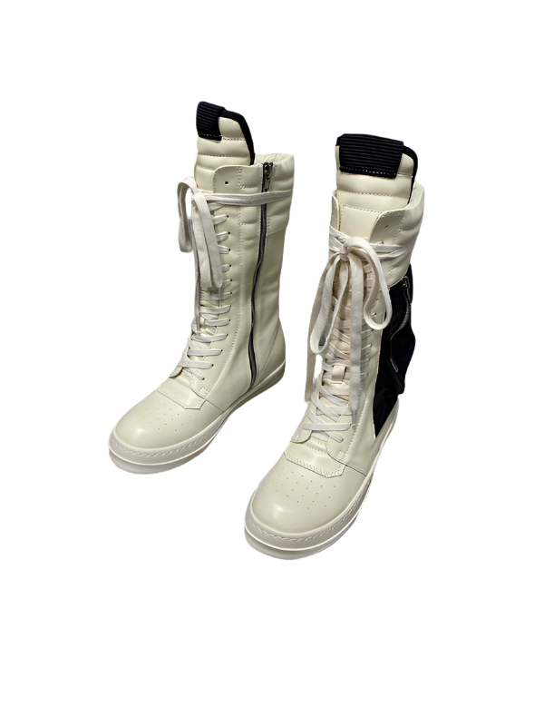 Bottes de combat montantes en cuir