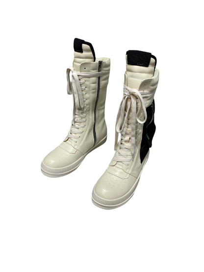 Bottes de combat montantes en cuir