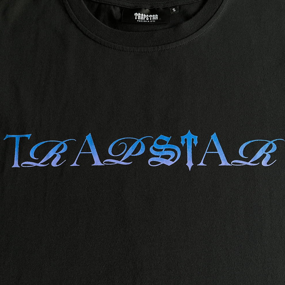 T-shirt Trapstar Script Fade - Dégradé noir/bleu 