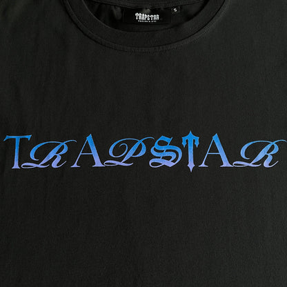 T-shirt Trapstar Script Fade - Dégradé noir/bleu 