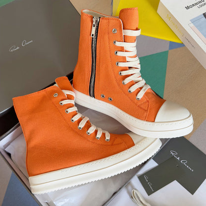 Baskets montantes orange Rick Owens