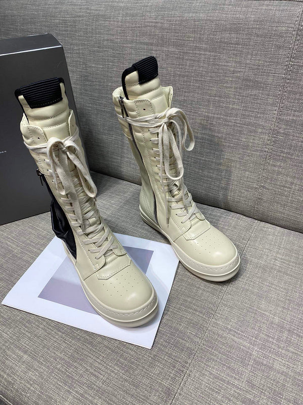 Bottes de combat montantes en cuir