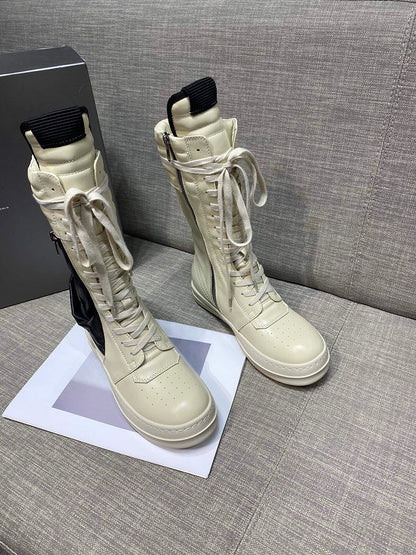 Bottes de combat montantes en cuir