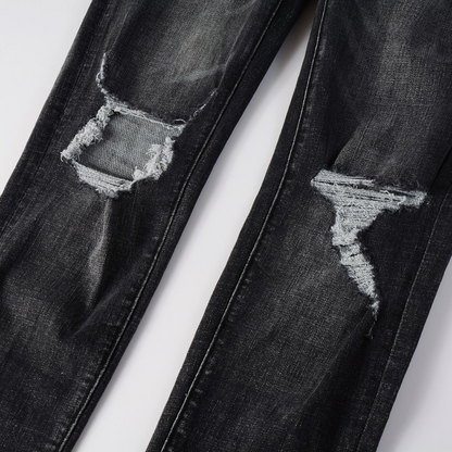 Purple Ripped Grey Black Jeans