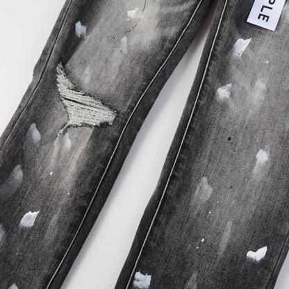 Purple Paint Ripped Jeans