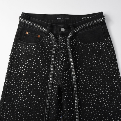 Jeans violets et noirs à losanges