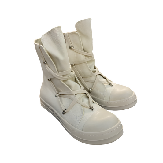 Bottes montantes en toile Rick Owens - Crème