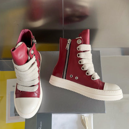 Baskets montantes rouges Rick Owens