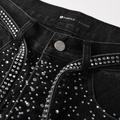 Jeans violets et noirs à losanges