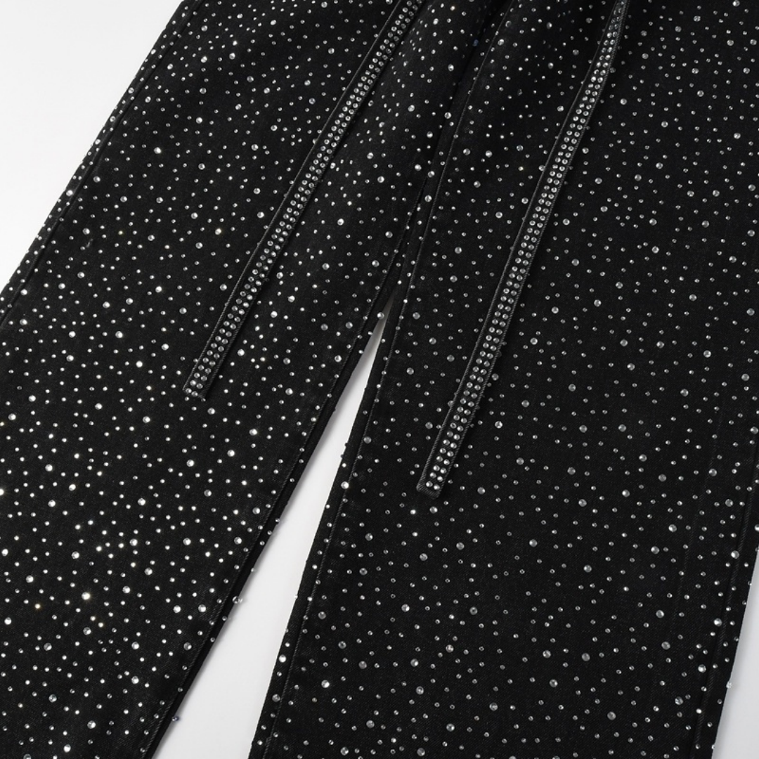 Jeans violets et noirs à losanges