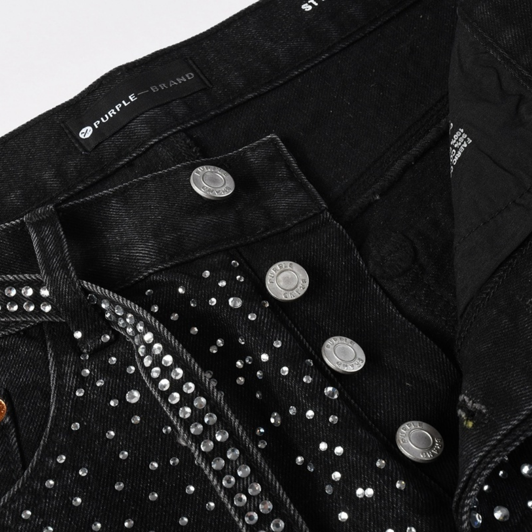 Jeans violets et noirs à losanges