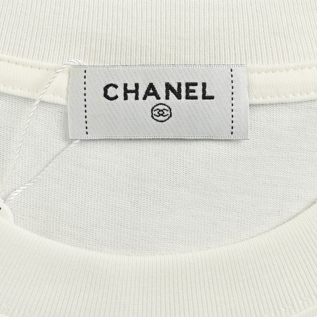 T-shirt blanc à logo Chanel