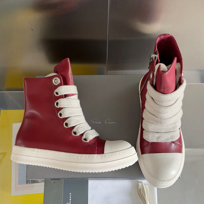 Baskets montantes rouges Rick Owens