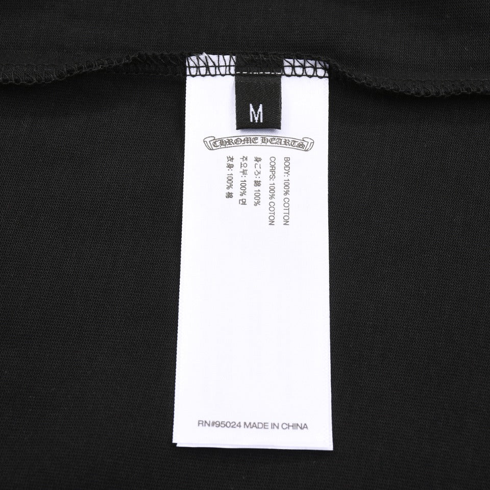 T-shirt noir à col avec logo Chrome Hearts