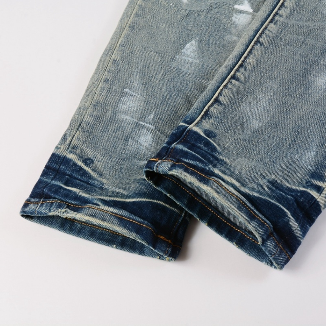 Purple Ripped Paint Jeans