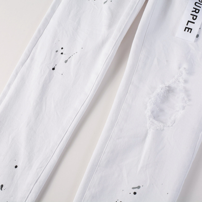Purple White Paint Jeans
