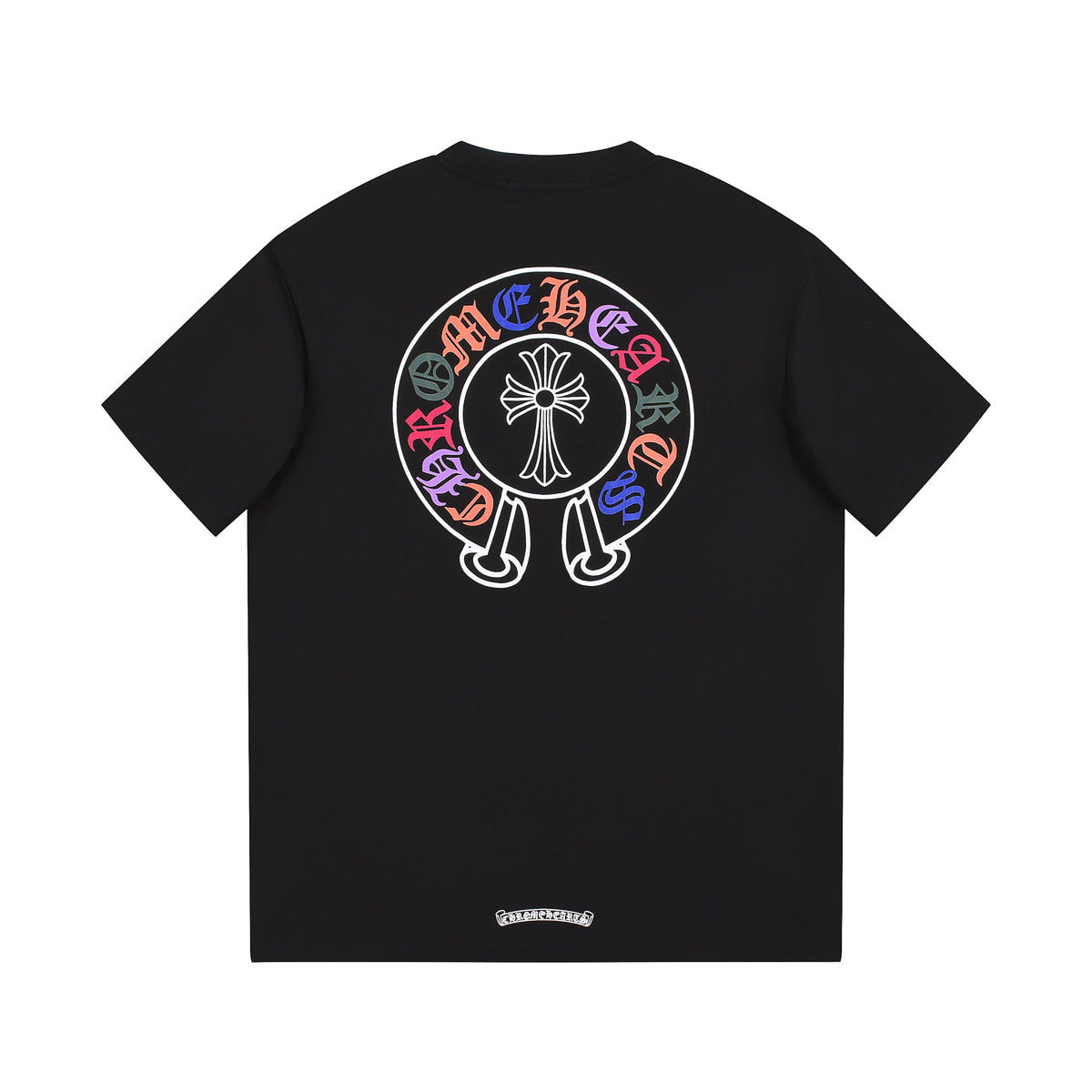 T-shirt noir avec logo de fer à cheval multicolore Chrome Hearts