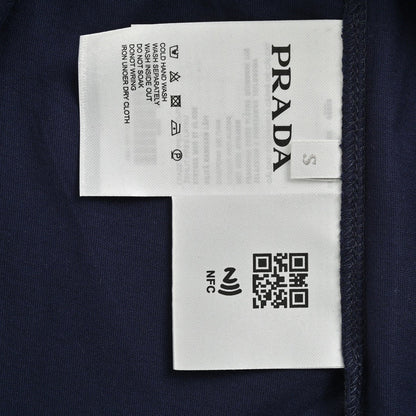 T-shirt Prada bleu marine à bordures contrastées