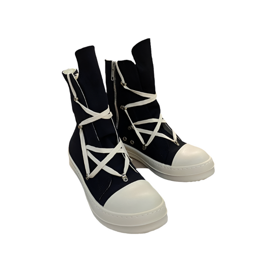 Bottes montantes en toile Rick Owens - Noires et blanches