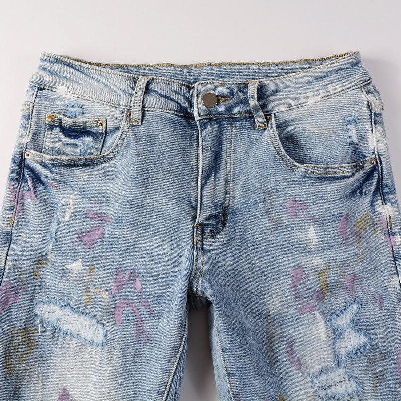 Amr Paint Splatter Blue Jeans