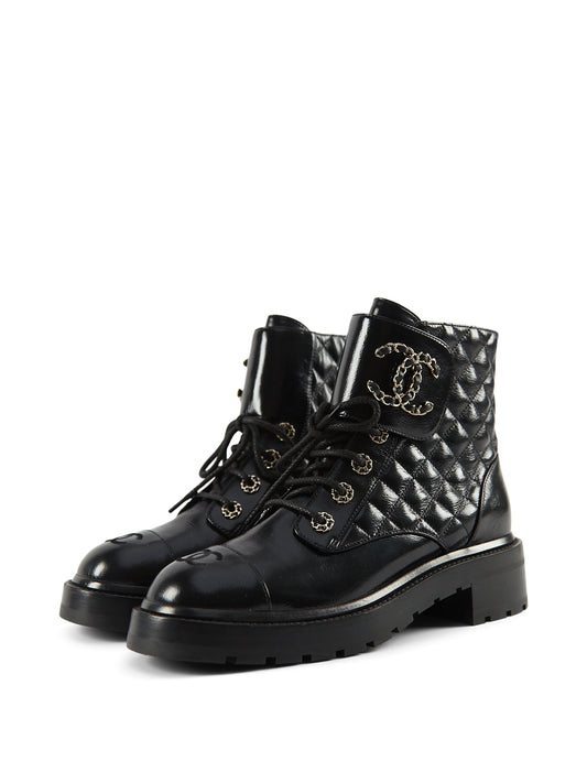 CC INTERLOCKING COMBAT BOOTS BLACK