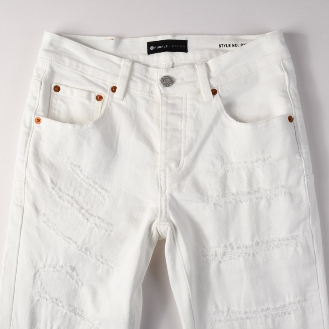 Purple White Ripped Jeans
