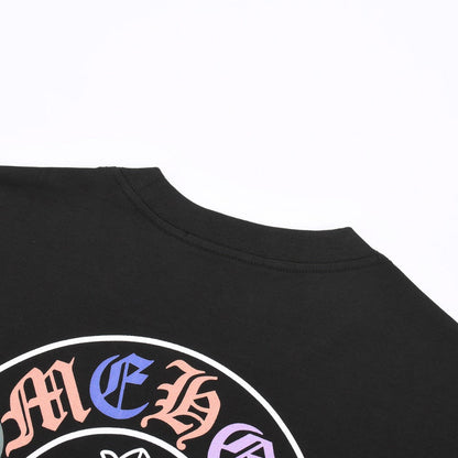 T-shirt noir avec logo de fer à cheval multicolore Chrome Hearts