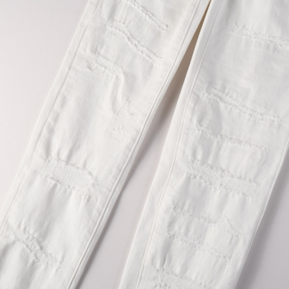 Purple White Ripped Jeans