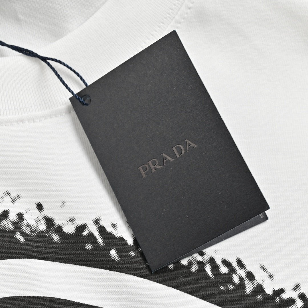 T-shirt Prada Triangle Spray Paint Logo (Blanc)