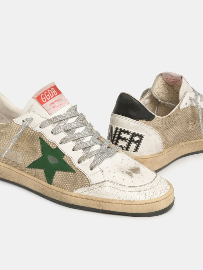 Ball Star Sneakers In Leather And Mesh With Black Heel Tab