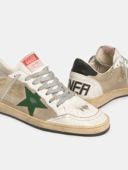 Ball Star Sneakers In Leather And Mesh With Black Heel Tab