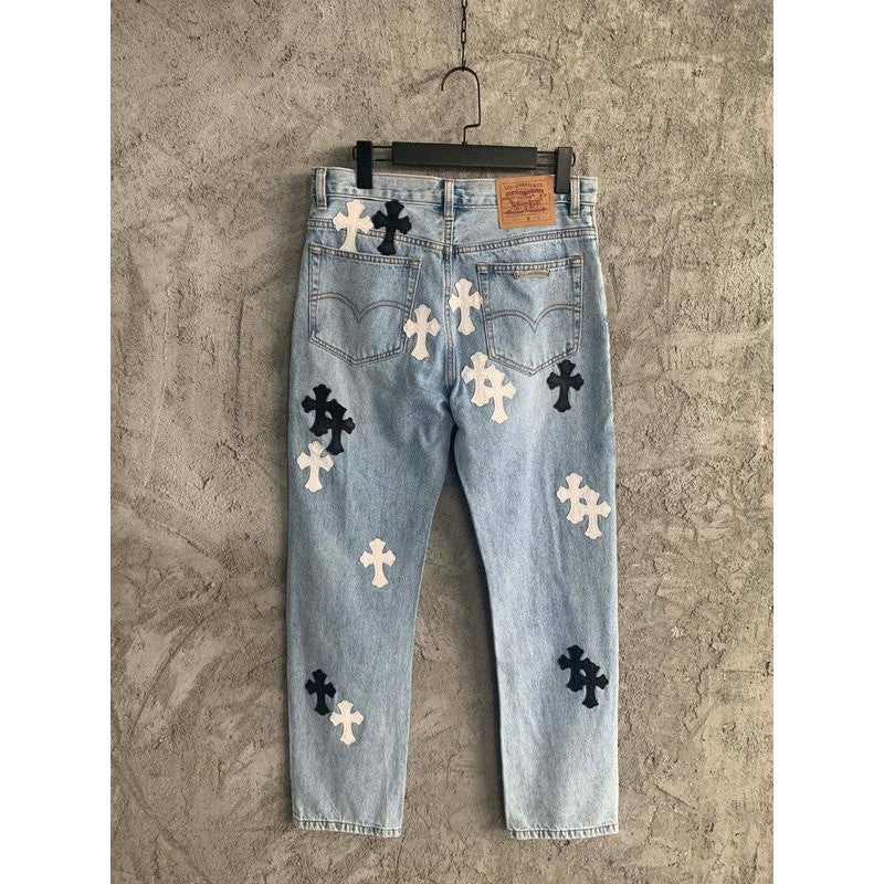 JEANS GRAILED À CŒURS CHROMÉS