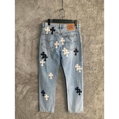 JEANS GRAILED À CŒURS CHROMÉS