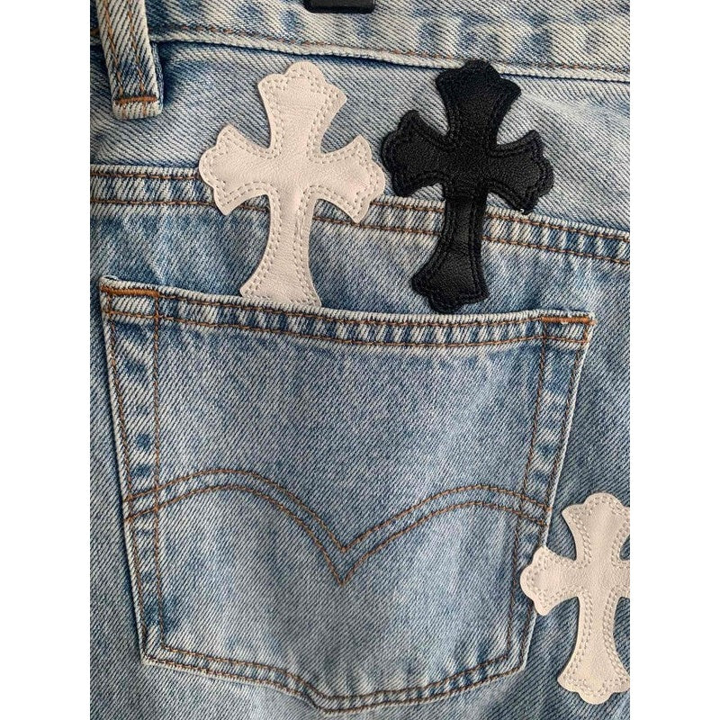 JEANS GRAILED À CŒURS CHROMÉS