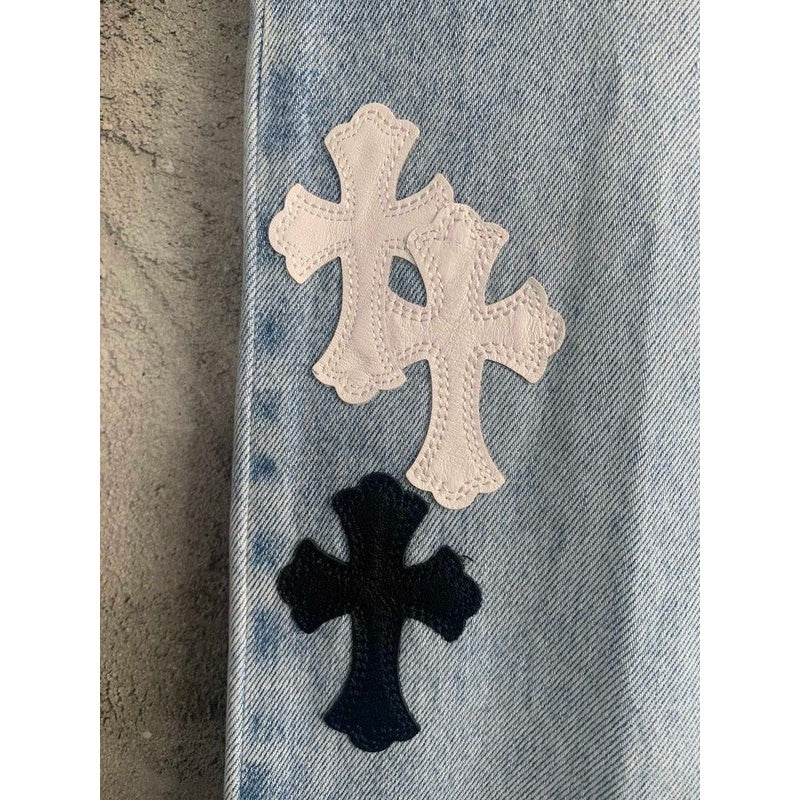JEANS GRAILED À CŒURS CHROMÉS