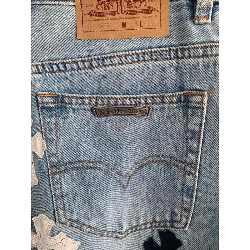 JEANS GRAILED À CŒURS CHROMÉS
