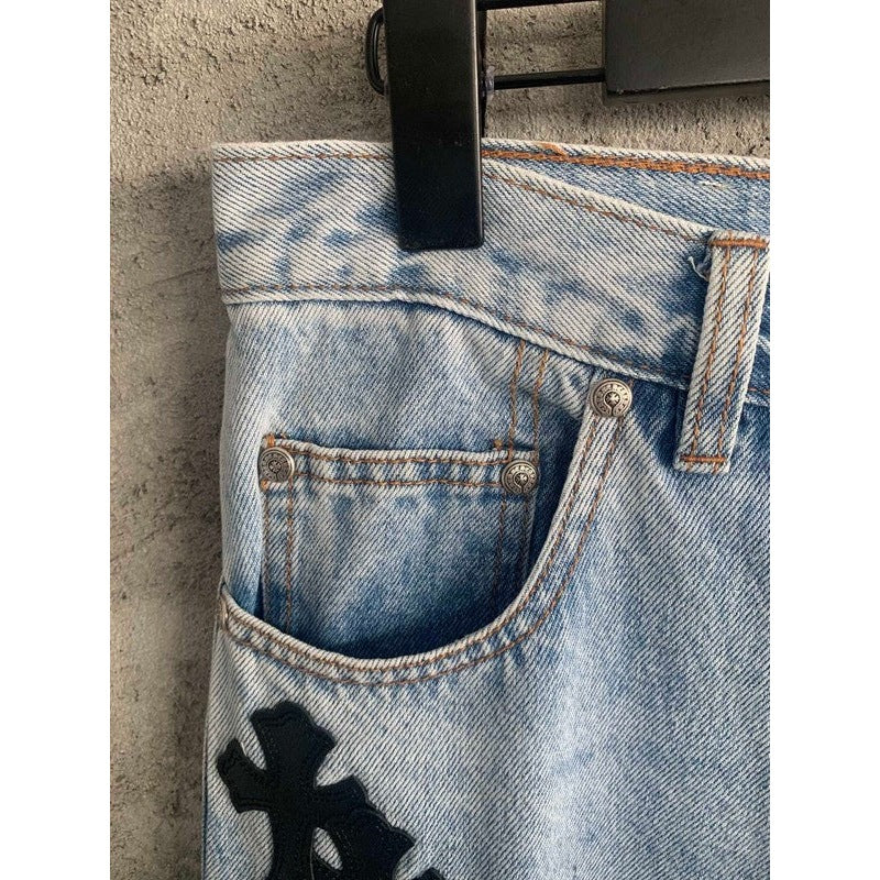 JEANS GRAILED À CŒURS CHROMÉS