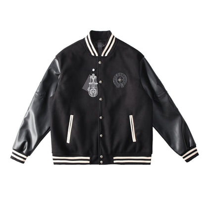 CHROME HEARTS HORSE SHOE LOGO VARSITY JACKET BLACK