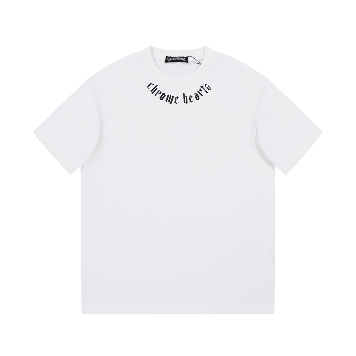 T-shirt blanc à col avec logo Chrome Hearts