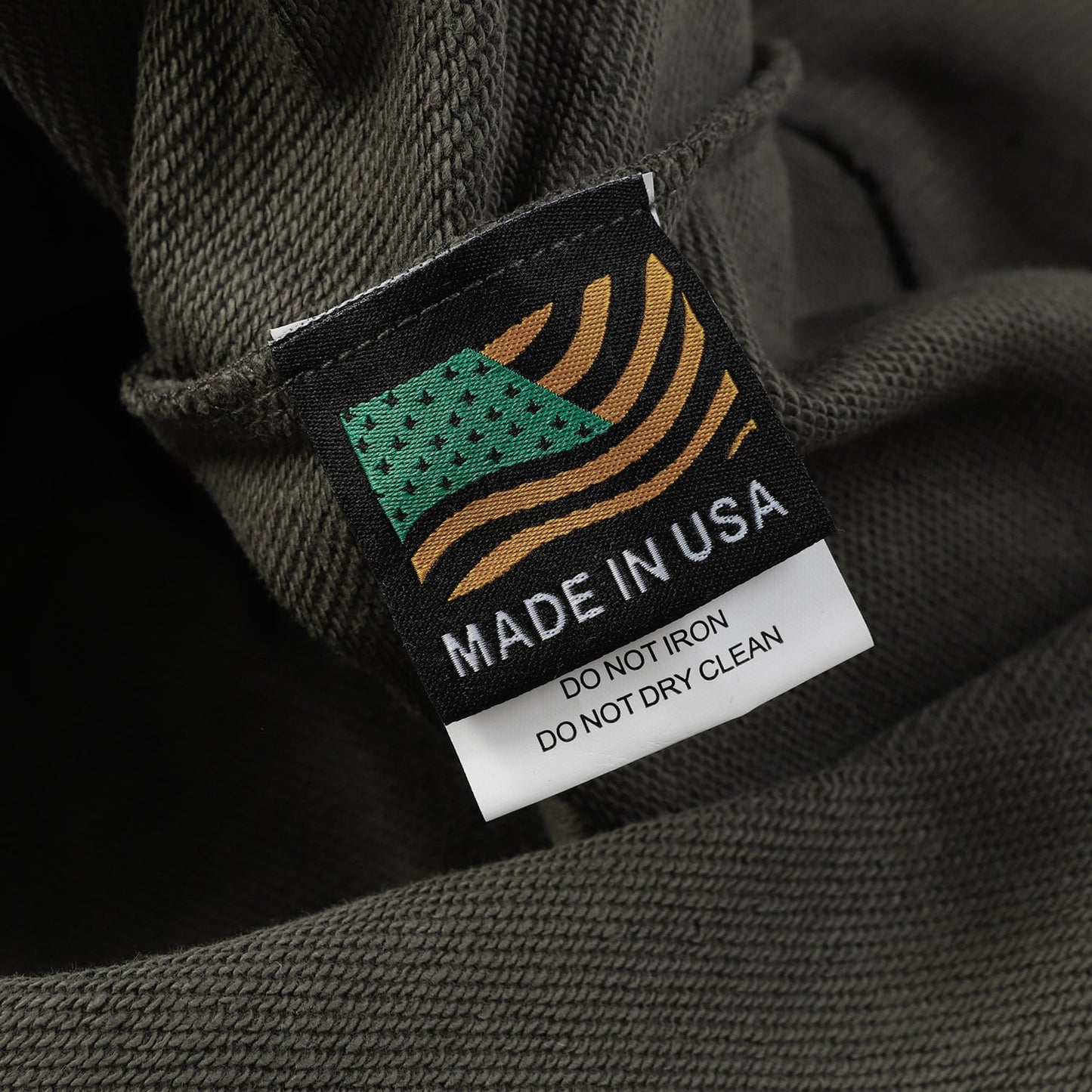 Sweat à capuche en coton avec couronne de larmes en denim, couleur olive