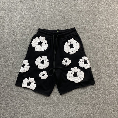 DENIM TEARS COTTON WREATH SHORTS BLACK