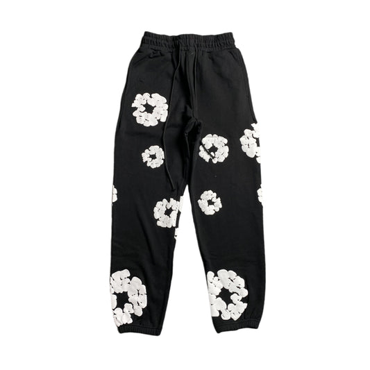 Pantalon de survêtement noir en coton déchiré et couronne
