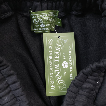 PANTALON DE SURVÊTEMENT EN DENIM TEARS, COURONNE DE COTON, NOIR MONOCHROME