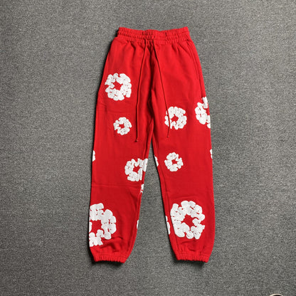 PANTALON DE SURVÊTEMENT ROUGE EN DENIM TEARS ET COTON AVEC COURONNE