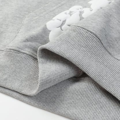 SWEAT À CAPUCHE GRIS EN COTON ET LÉGÈRES DE DENIM