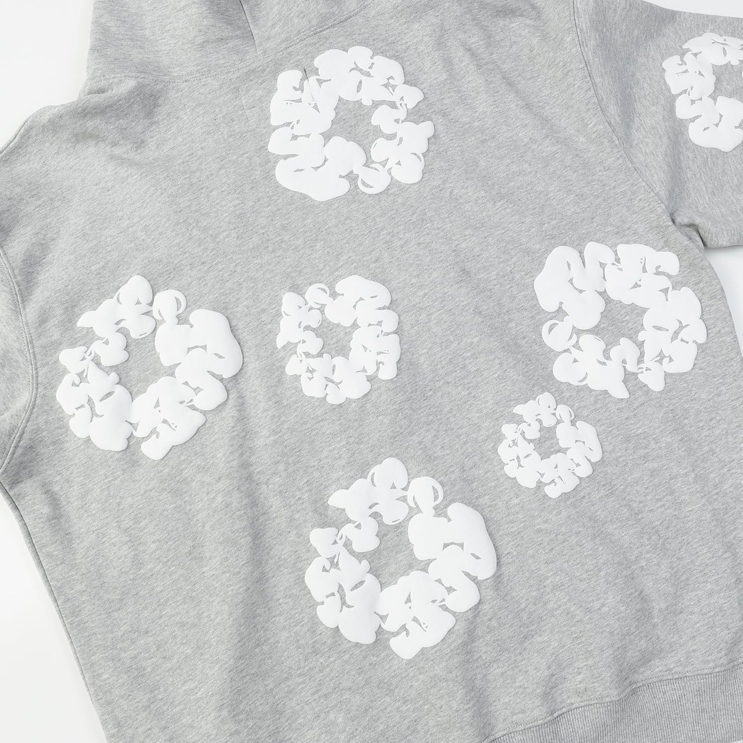 SWEAT À CAPUCHE GRIS EN COTON ET LÉGÈRES DE DENIM